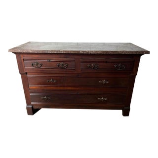 Antique 19th Century Victorian Eastlake Walnut Marple 4 Drawer Chest Dresser For Sale