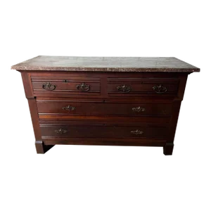 Antique 19th Century Victorian Eastlake Walnut Marple 4 Drawer Chest Dresser