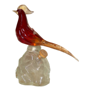 Vintage Hand Blown Murano Venetian Glass Figural Bird Decanter Bottle Italy