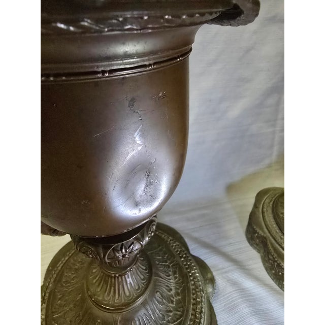 Vintage Pair of Bronze Urn Table Lamps For Sale - Image 14 of 14