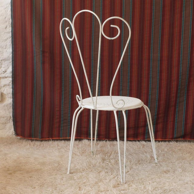 White Vintage Stackable Garden Chairs, France, 1950s, Set of 4 For Sale - Image 8 of 18