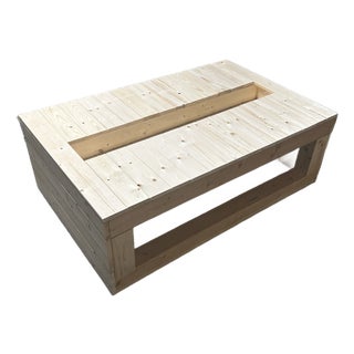 Handcrafted Rustic Wood Outdoor Coffee Table With Built-in Planter For Sale