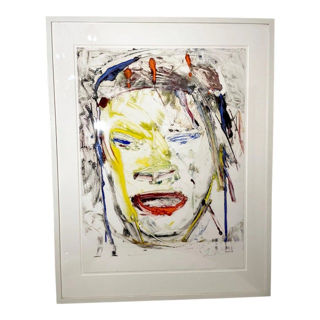 1970s Share Large Original James Brown Mixed Media Acrylic Oil Painting Abstract Portrait For Sale