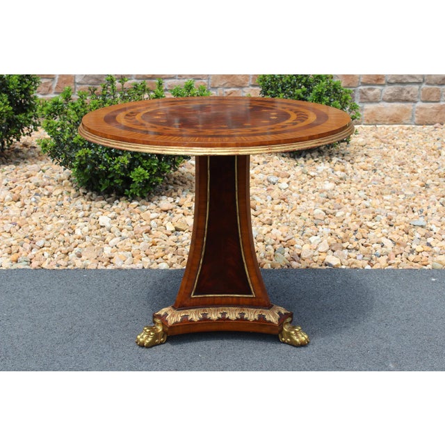 1980s Maitland-Smith Inlaid Wood Table With Gilt Brass Paw Feet For Sale - Image 5 of 18