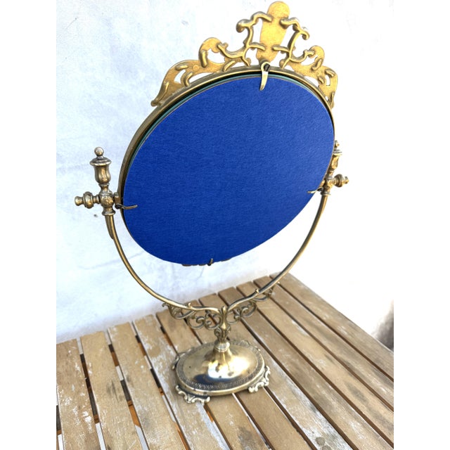 Metal Vintage Hollywood Regency Rococo Revival Brass Vanity Mirror, 1960s For Sale - Image 7 of 9