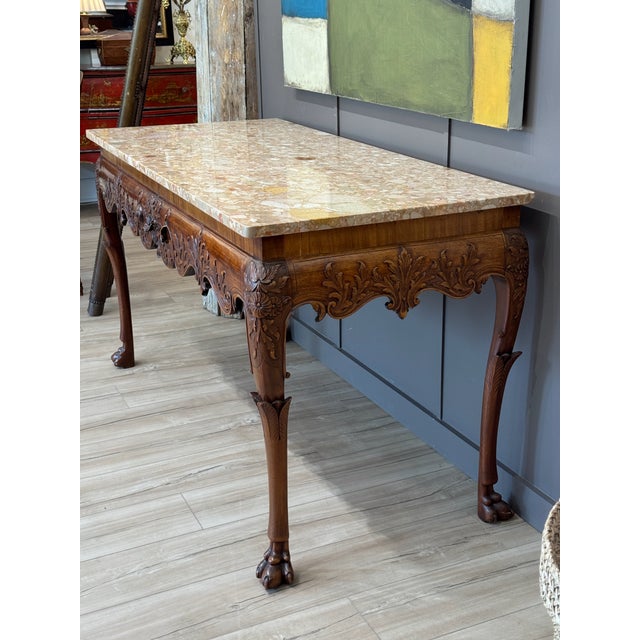 Early 19th Century Irish Carved Mahogany Console Table With Marble Top For Sale - Image 4 of 8