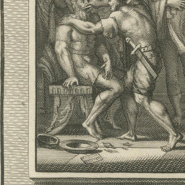 Pieter Mortier, David Dances Before the Ark and Hanun Shames David's Envoys, 1700, Engraving For Sale - Image 6 of 12