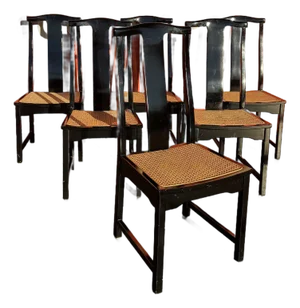 Italian Lacquered Cane Dining Chairs - 6
