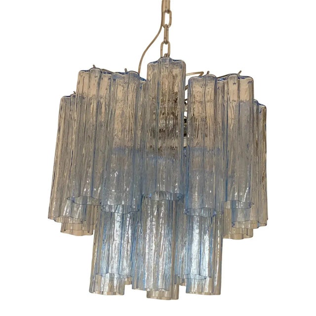 Blue Tronchi Murano Glass Chandelier in Venini Style by Simoeng For Sale - Image 13 of 13
