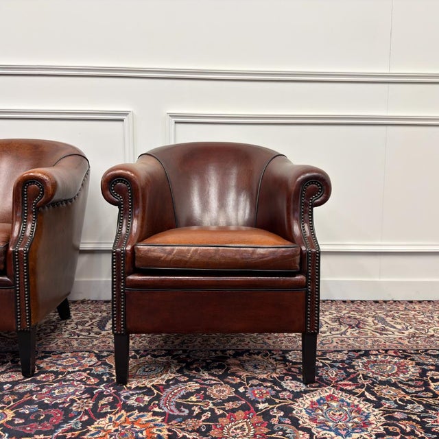 English Sheepskin Leather Chairs, Set of 3 For Sale - Image 9 of 15