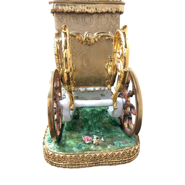 Antique Franz Hermle Monumental Capodimonte Style Vienna Porcelain Sculpted Mantel Clock/Centerpiece For Sale - Image 4 of 17