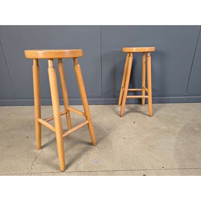 Alpine Chalet Stools in Wood, 1970s, Set of 11 For Sale - Image 4 of 14
