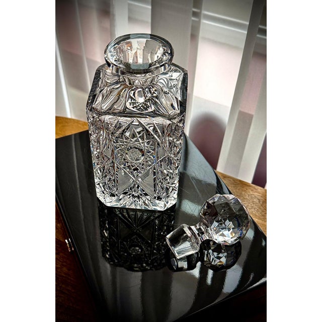 Vintage Cut Crystal Decanter with Geometric Pattern, 1960s For Sale - Image 16 of 17