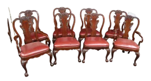 8 Chippendale Style Mahogany Carved Dining Chairs