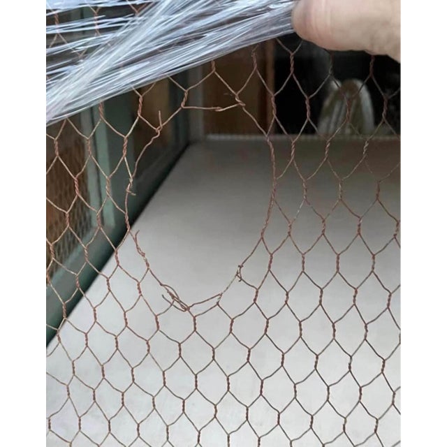 Late 20th Century Antique Teal Painted Armoire With Chicken Wire, Scrollwork Cutouts & Scalloped Base For Sale - Image 5 of 5