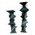Monumental Signed Modernist/Brutalist Sculptural Candlesticks in Verdigris Patinated Bronze, 1970s, a Pair For Sale