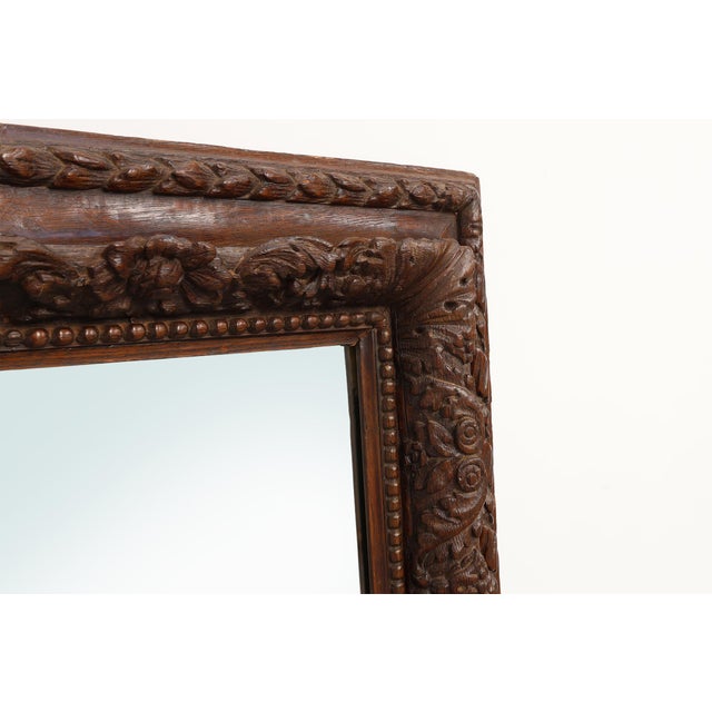 Large Antique French Carved Oak Mirror, 19th Century For Sale - Image 6 of 12