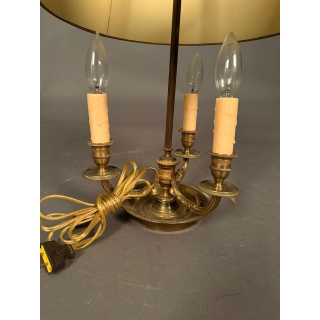 Early 20th Century French Bronze and Tall French Bouillotte Style Table Lamp With Red Hand-Painted Shade For Sale - Image 12 of 16