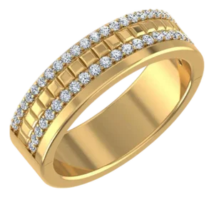 14K Yellow Gold Round Diamond Prong Set Designer Couple Band 1/2 Cttw, Size 7