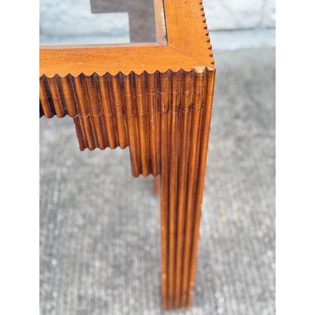Mid-Century Modern Sculptural Wood & Glass Console Table For Sale In Philadelphia - Image 6 of 8