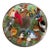 1990s Peggy Karr Festive Birds Signed Fused Art Glass Platter For Sale