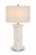 1970s 1970s Coastal Breeze Limewashed Column Table Lamps — 16” Linen Drum Shades, Brass Finials - a Pair For Sale - Image 5 of 8