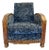 Art Deco Blue Velvet Lounge Chair For Sale