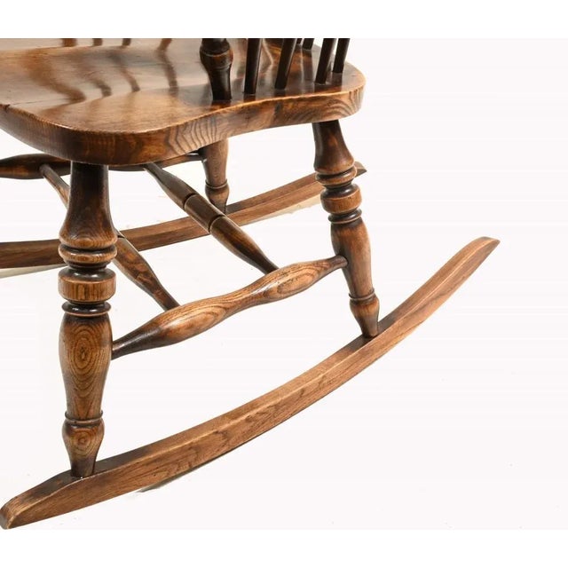 Windsor Rocking Chair in Hand Carved Oak For Sale - Image 11 of 12