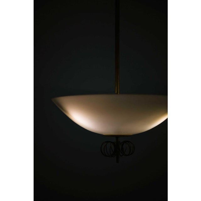 1950s Brass and Glass Ceiling Lamp by Paavo Tynell for Taito Oy, 1950s For Sale - Image 5 of 8