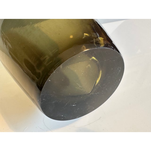 Olive Mid-Century Thick-Walled Smoked Glass Vase, Germany, 1960s For Sale - Image 8 of 13