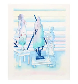 Susan Hall "The Artist and the Model No 1" Etching