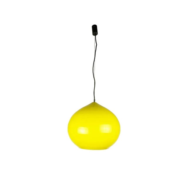 Yellow and White Incamiciato Murano Glass Pendant Lamp by A. Pianon for Vistosi, 1960s For Sale - Image 14 of 14