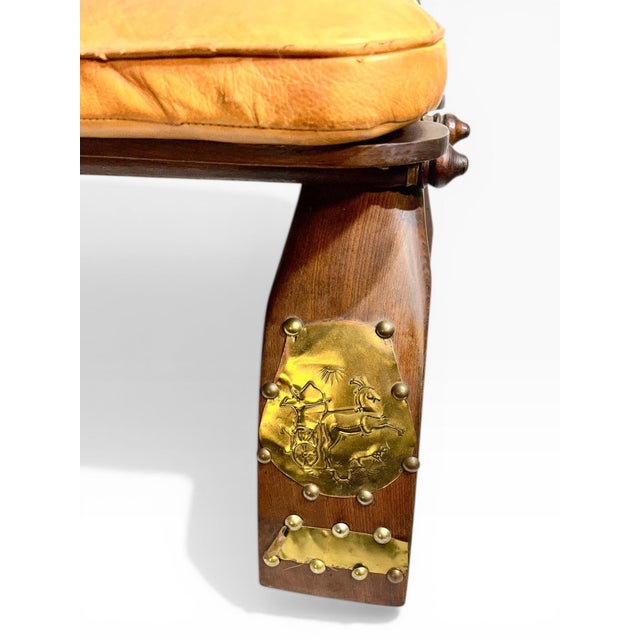 Mid 20th Century Vintage Mid-Century Egyptian Camel Saddle Stool in Leather and Brass For Sale - Image 5 of 15