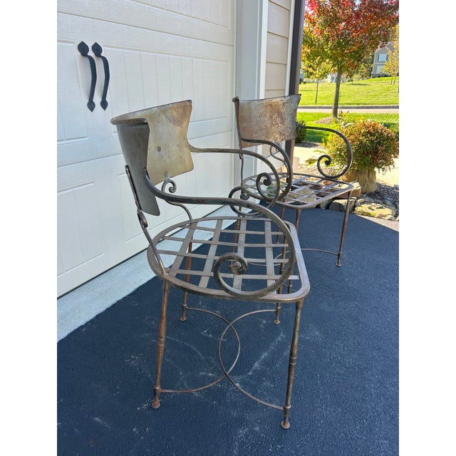 Vintage Metal Scroll Armchairs, Pair For Sale In Philadelphia - Image 6 of 8