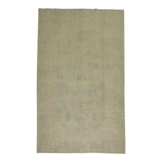 Vintage Zabihi Collection Pale Green Turkish Oushak Rug - 6' x 9'4" For Sale