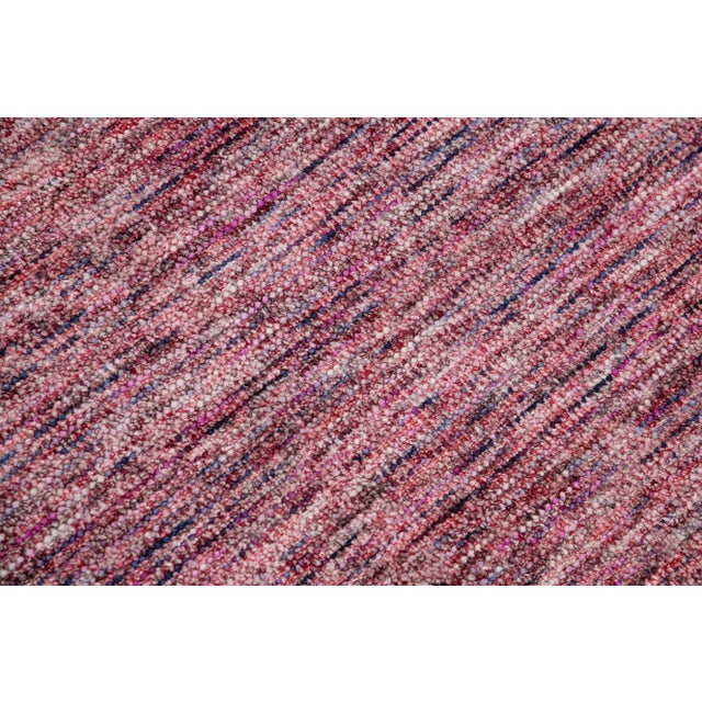 Wood Modern Apadana's Groove Bamboo/Silk Handmade Red Rug For Sale - Image 7 of 11
