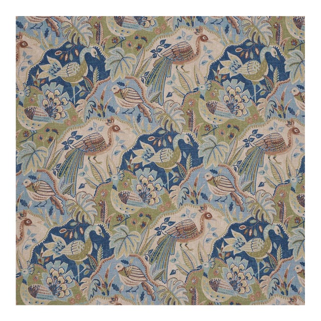 Sample - Schumacher Soraya Fabric in Blue For Sale