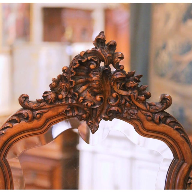 19th Century French Louis XV Style Walnut Coiffeuse Dressing Table With Mirror For Sale - Image 4 of 13
