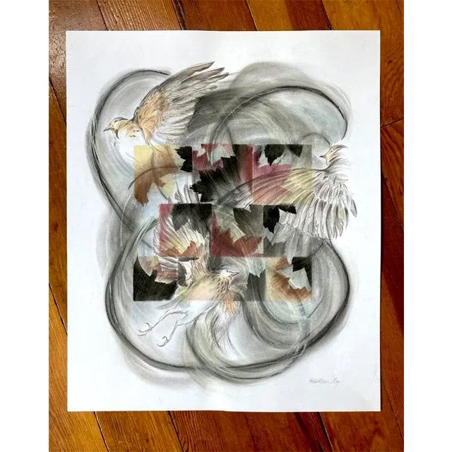 “Flight Pattern II", a semi abstract drawing & painting. Mixed media of colored pencil, gouache, charcoal and pastel by...