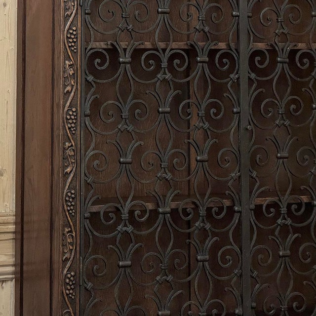 Wood Antique French Gothic & Wrought Iron Bookcase ~ Bibliotheque From Toulouse For Sale - Image 7 of 18