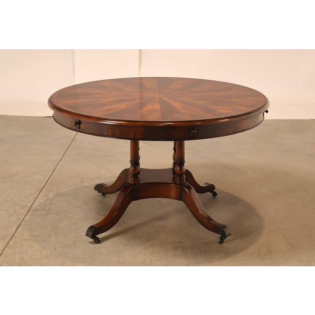Theodore Alexander Regency Style Flame Mahogany Round Expanding Dining Table For Sale - Image 15 of 18