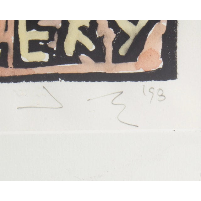 1990s 1998 “Shower Poster” Signed Limited Edition Linocut by Jonathan Weinberg For Sale - Image 5 of 10