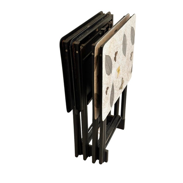 Retro Folding Tv Tables Set by Artex, Butterflies Motif Chairish
