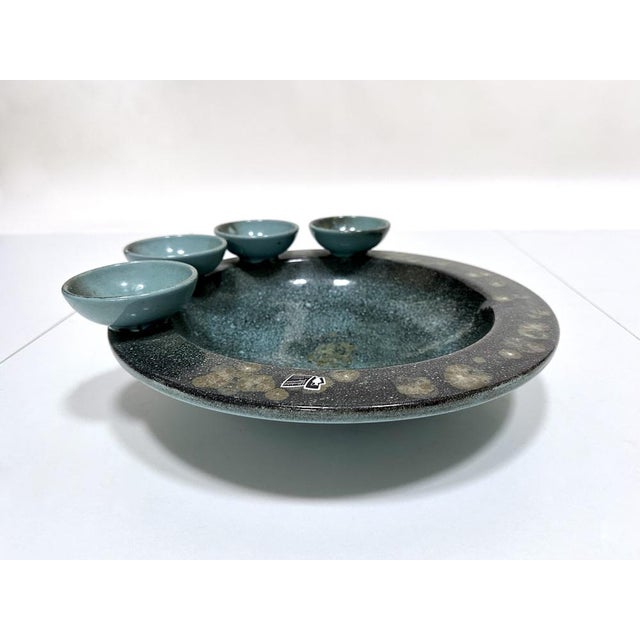 This large sculptural high-quality ceramic art bowl was handcrafted by Silberdistel Fayencen in West-Germany during the...