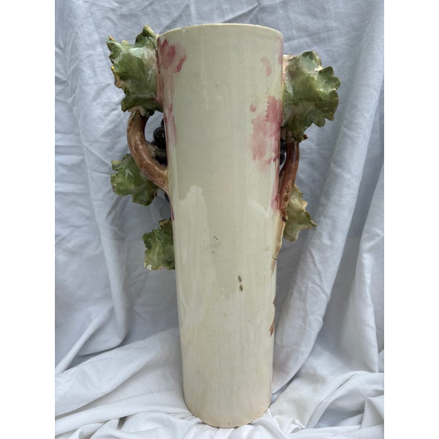 Classic Trio of Vintage 1960s Italian Barbotine Majolica Vases Visceral Composition For Sale - Image 10 of 17