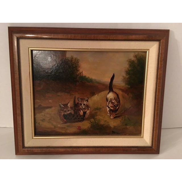 "Kittens in Basket" Oil Painting by Erich Josef Dogarth For Sale - Image 11 of 12