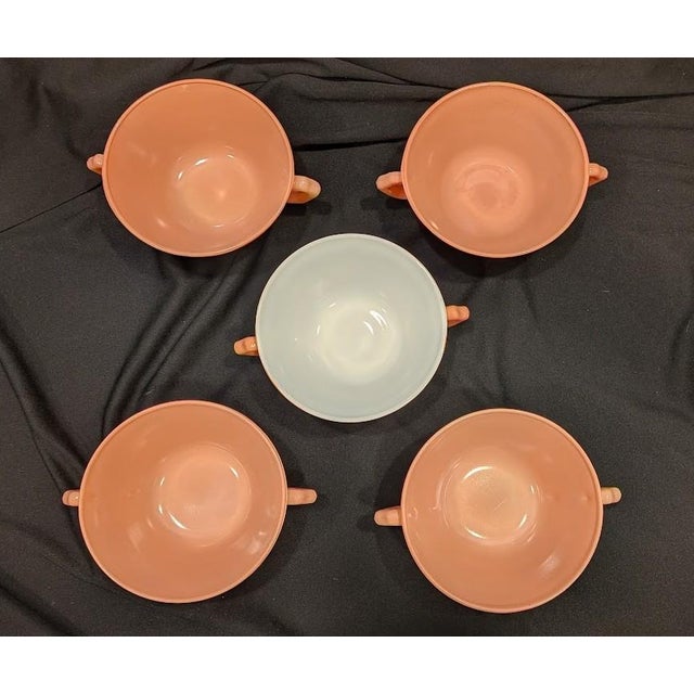 A beautiful and highly collectible 5-piece set of vintage double-handled cream soup bowls from the 1940s, manufactured by...