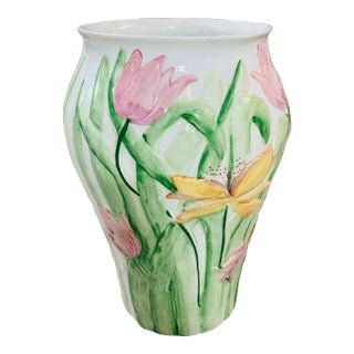 Palm Beach Style Large Fario&Benito Floral Vase For Sale
