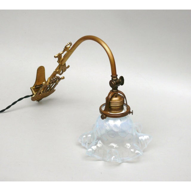 Art Nouveau Grand Piano Clamp Lamp in Brass and Opal Glass, Germany, 1890s For Sale - Image 6 of 18