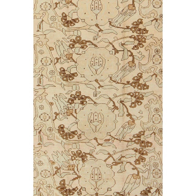 All-Over Entwined Blossoms Vintage Turkish Oushak Rug in Brown, Taupe, Cream For Sale In Atlanta - Image 6 of 10